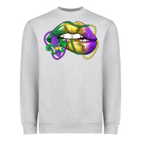 Heather Grey mardi gras lips Heavyweight Sweatshirt - LillyAllenDesigns