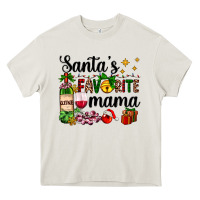 Cream santa's favorite mama Heavy Core Tee - AdoDesignShop