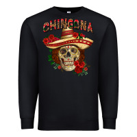 Black Chingona with roses Mexico Premium Sweatshirt - HowdyJamesFarm
