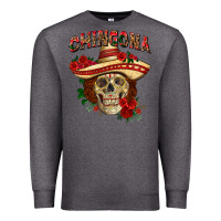Charcoal Heather Chingona with roses Mexico Premium Sweatshirt - HowdyJamesFarm