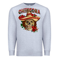 Heather Grey Chingona with roses Mexico Premium Sweatshirt - HowdyJamesFarm
