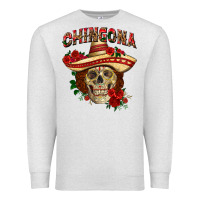 Oatmeal Heather Chingona with roses Mexico Premium Sweatshirt - HowdyJamesFarm