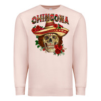 Pale Pink Chingona with roses Mexico Premium Sweatshirt - HowdyJamesFarm