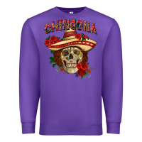 Purple Chingona with roses Mexico Premium Sweatshirt - HowdyJamesFarm