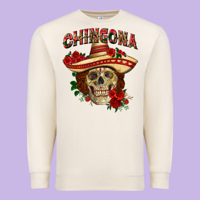 Chingona With Roses Mexico Premium Sweatshirt Designed By Howdyjamesfarm