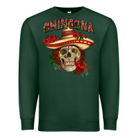 Sports Green Chingona with roses Mexico Premium Sweatshirt - HowdyJamesFarm