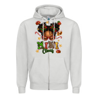 Dove Grey mini claus messy bun Zipper Hoodie - texasbilliewilder