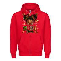 Red mini claus messy bun Zipper Hoodie - texasbilliewilder