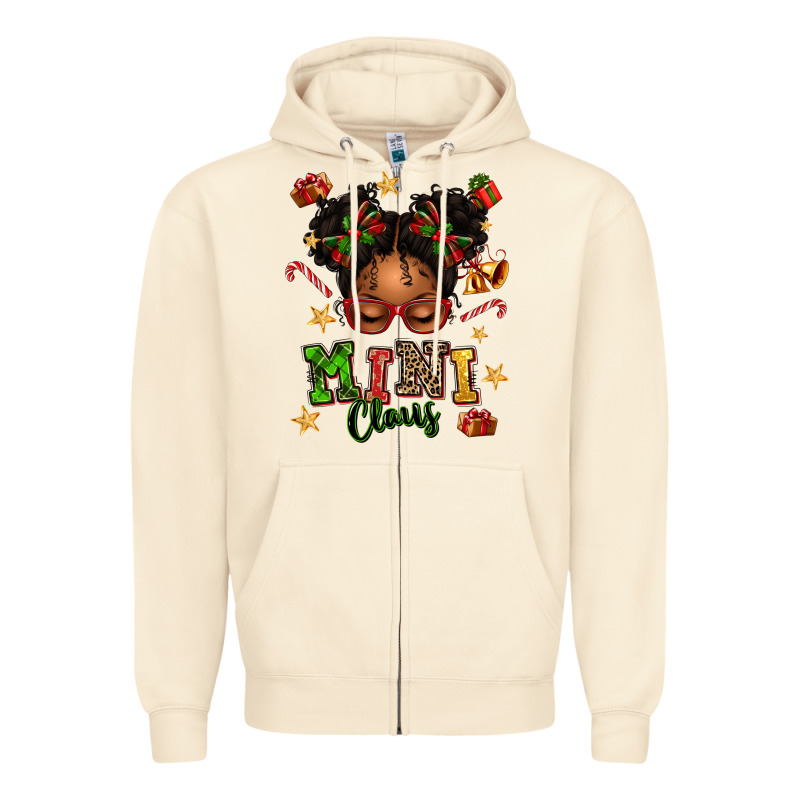 Mini Claus Messy Bun Zipper Hoodie by texasbilliewilder | Teevron
