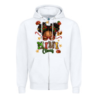 White mini claus messy bun Zipper Hoodie - texasbilliewilder