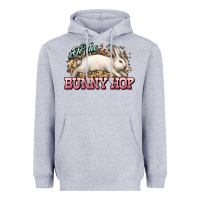 Heather Grey Do the Bunny hop Easter Day Heavyweight Hoodie - HowdyJamesFarm