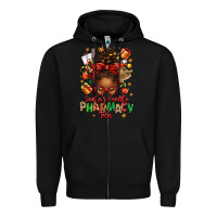 Black santas favorite pharmacy tech afro messy bun Zipper Hoodie - texasbilliewilder