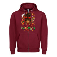 Burgundy santas favorite pharmacy tech afro messy bun Zipper Hoodie - texasbilliewilder