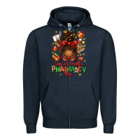 Navy santas favorite pharmacy tech afro messy bun Zipper Hoodie - texasbilliewilder
