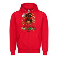 Red santas favorite pharmacy tech afro messy bun Zipper Hoodie - texasbilliewilder