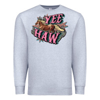Heather Grey Yee haw Premium Sweatshirt - HowdyJamesFarm
