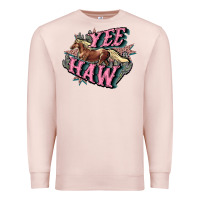 Pale Pink Yee haw Premium Sweatshirt - HowdyJamesFarm