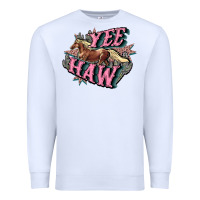 White Yee haw Premium Sweatshirt - HowdyJamesFarm