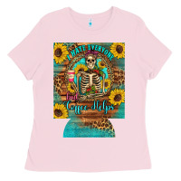 I Hate Everyone But Coffee Helps Western Skeleton Coffee Sunflowers 12 Ladies Tee | Teevron