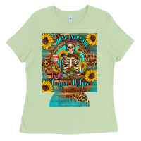 Matcha i hate everyone but coffee helps western skeleton coffee sunflowers 12 Ladies Tee - Artiststas