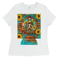 White i hate everyone but coffee helps western skeleton coffee sunflowers 12 Ladies Tee - Artiststas