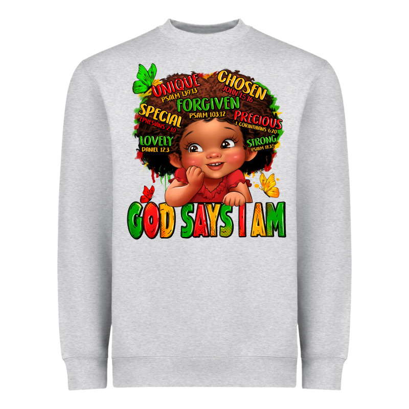God Says I Am Juneteenth Kid Heavyweight Sweatshirt by LillyAllenDesigns | Teevron