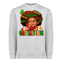 Heather Grey god says i am juneteenth kid Heavyweight Sweatshirt - LillyAllenDesigns