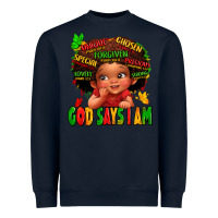 Navy god says i am juneteenth kid Heavyweight Sweatshirt - LillyAllenDesigns