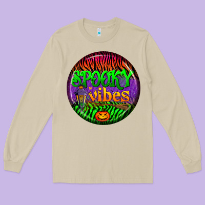 Halloween Round Earrings 2 Long Sleeve Tee Designed By Bundleandbundleshop