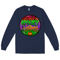 Navy halloween round earrings 2 Long Sleeve Tee - BundleAndBundleShop