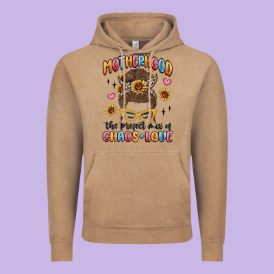 Motherhood The Perfect Mix Of Chaos And Love Vintage Hoodie Designed By Maliassmallbusiness