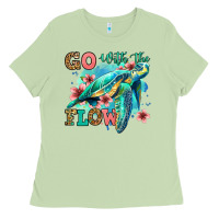 Matcha go with the flow floral turtle Ladies Tee - Jasminsmagicworld