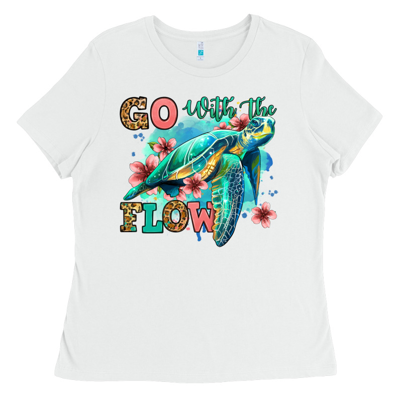 Go With The Flow Floral Turtle Ladies Tee by Jasminsmagicworld | Teevron
