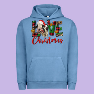 Love Christmas Holstein Heifer Urban Hoodie Designed By Fadigitalartstudio