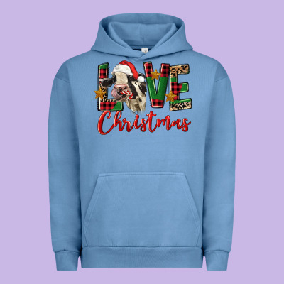 Love Christmas Holstein Heifer Urban Hoodie Designed By Fadigitalartstudio