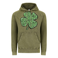 Vintage Olive leopard shamrock Vintage Hoodie - MaliasSmallBusiness