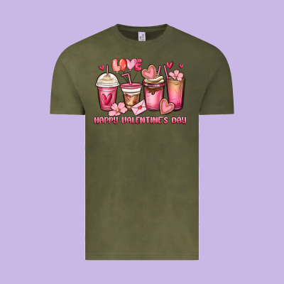 Happy Valentine's Day Coffee Cups Vintage Tee Designed By Maliassmallbusiness