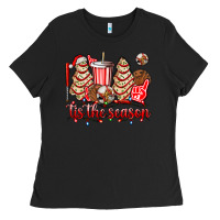 Black tis the season christmas tree  cake baseball Ladies Tee - AdoDesignShop