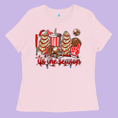 Tis The Season Christmas Tree  Cake Baseball Ladies Tee Designed By Adodesignshop