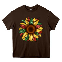 Chocolate Brown juneteenth sunflower Heavy Core Tee - Artiststas