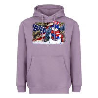 Lavender Patriotic snowman background 4th of july Heavyweight Hoodie - HowdyJamesFarm