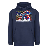 Navy Patriotic snowman background 4th of july Heavyweight Hoodie - HowdyJamesFarm
