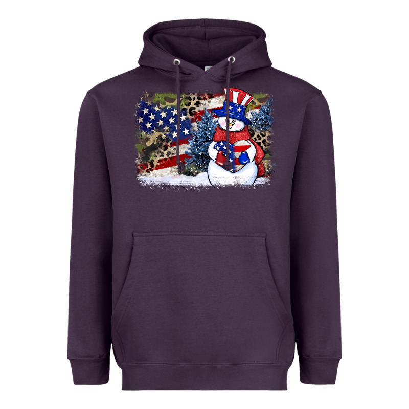 Patriotic Snowman Background 4th Of July Heavyweight Hoodie by HowdyJamesFarm | Teevron