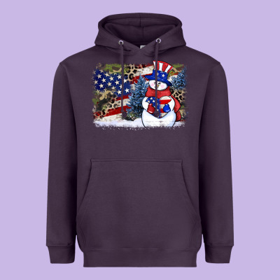 Patriotic Snowman Background 4th Of July Heavyweight Hoodie Designed By Howdyjamesfarm