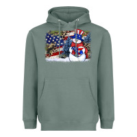 Sage Patriotic snowman background 4th of july Heavyweight Hoodie - HowdyJamesFarm