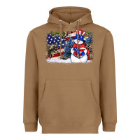 Toasted Coconut Patriotic snowman background 4th of july Heavyweight Hoodie - HowdyJamesFarm