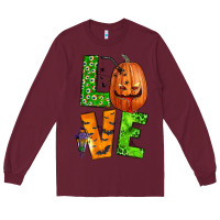 Burgundy love halloween Long Sleeve Tee - BundleAndBundleShop