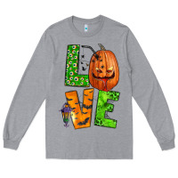 Heather Grey love halloween Long Sleeve Tee - BundleAndBundleShop