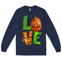 Navy love halloween Long Sleeve Tee - BundleAndBundleShop