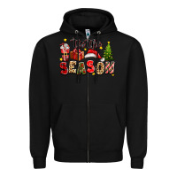 Black tis the season christmas Zipper Hoodie - texasbilliewilder